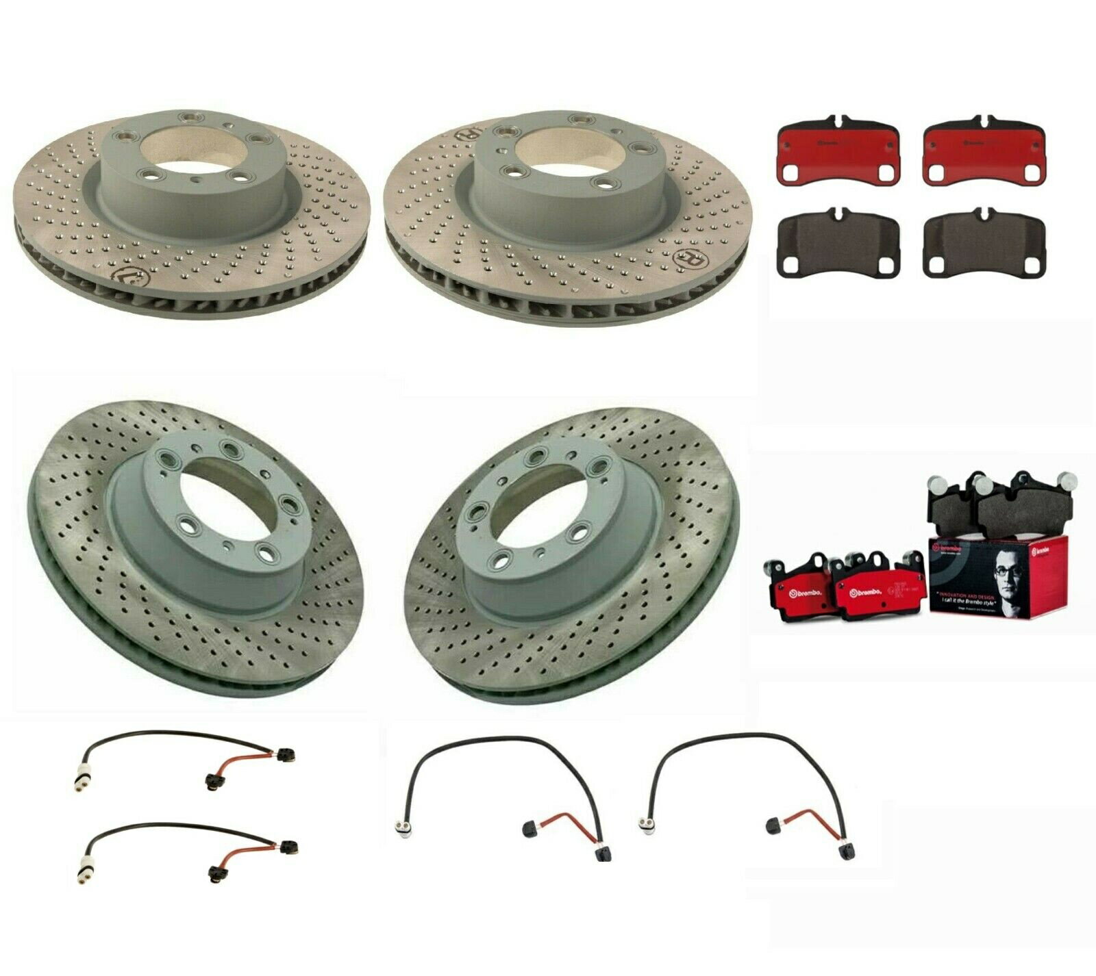 brake disc rotor ݥ륷911 2009-2012ѤΥեȡꥢǥ֥졼ѥåɤȥ󥵡å Front &Rear Disc Brake Rotors Pads and Sensors Kit For Porsche 911 2009-2012