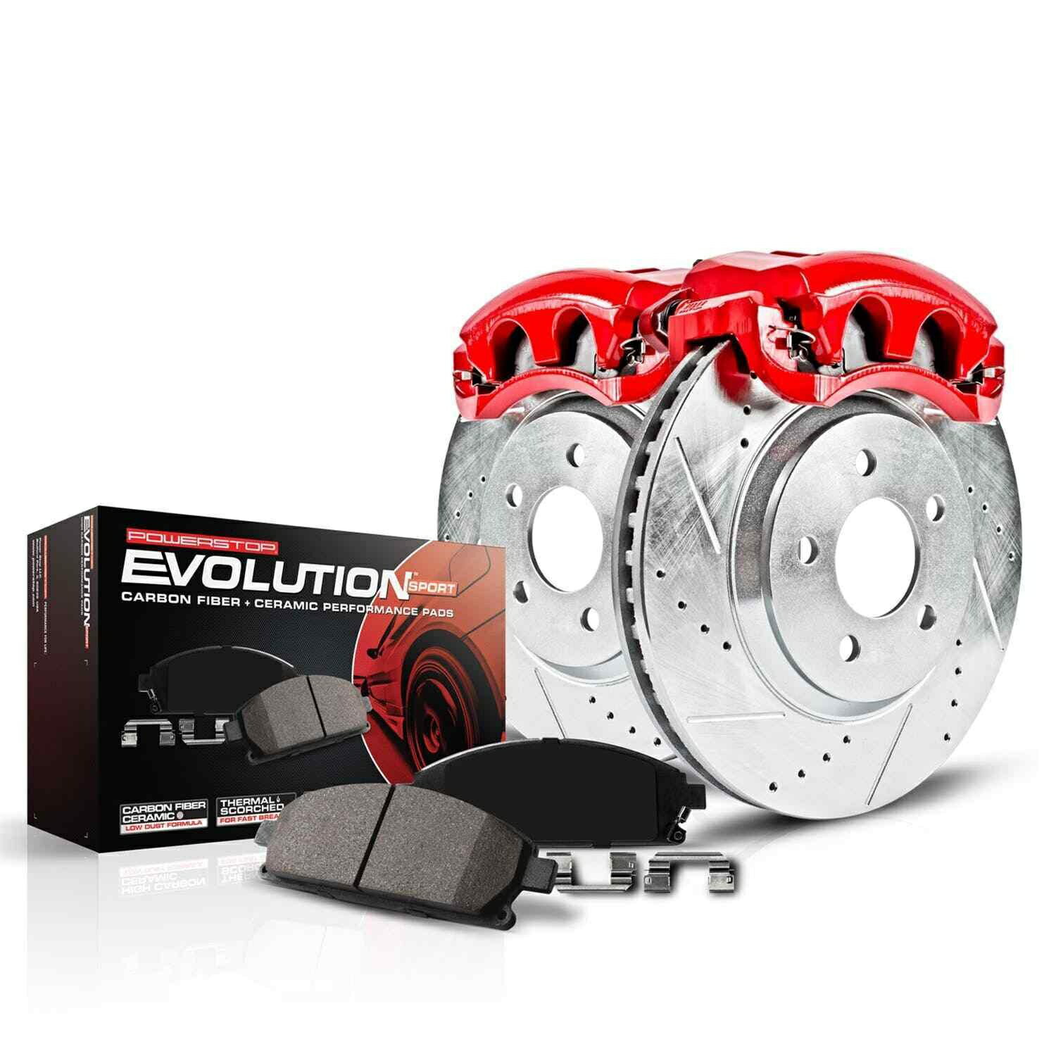 brake disc rotor パワーストップKC4677 Z23エボリューション1フロントBMW 328i用のキャリパー付きブレーキキットをクリックする Power Stop KC4677 Z23 Evolution 1-Click Brake Kit w/Calipers for Front BMW 328i