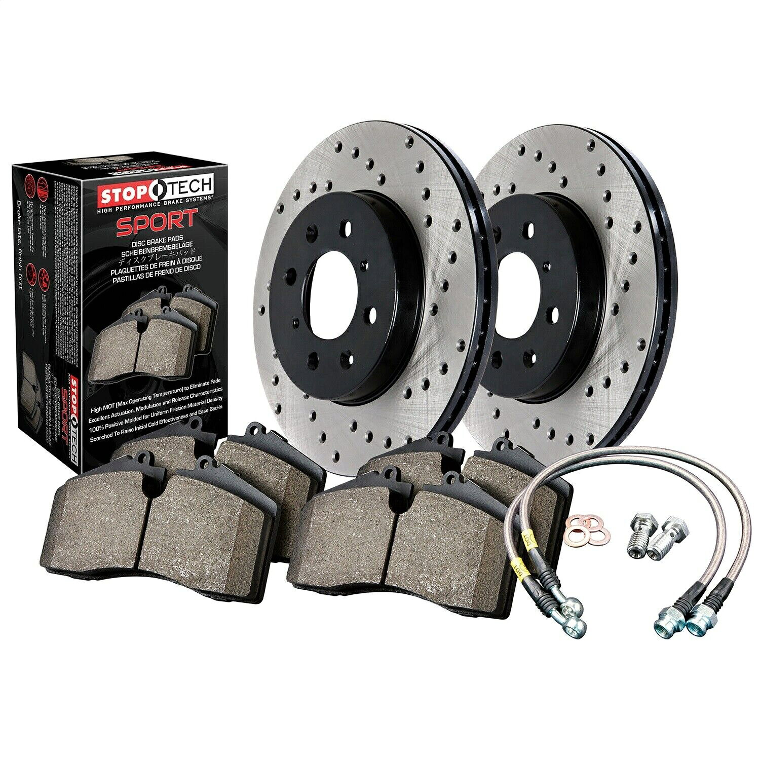brake disc rotor STOPTECH 979.40006Fスポーツディスクブレーキキットw/クロスドリルローター StopTec..