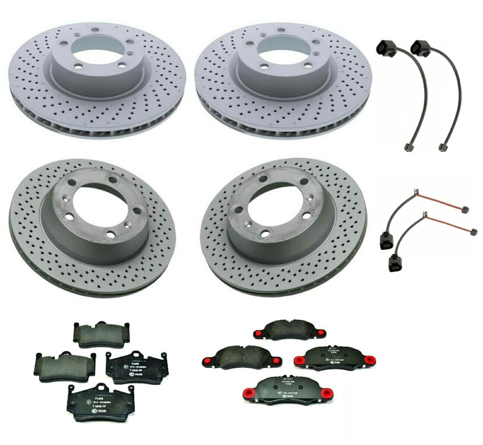 brake disc rotor ݥ륷ѤΥեȥ֥졼åȥѥåɤȥ󥵡å Front and Rear Brake Kit Rotors Pads and Sensors Kit For Porsche