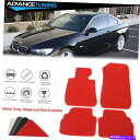 海外製 エアロパーツ フィット07-13 BMW E92 2DR M3カーフロアマットライナーフロントリアナイロンレッドカーペット4PC Fits 07-13 ...
