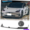 海外製 エアロパーツ 17-22テスラモデル3 Vスタイルフロントバンパーリップ3PC -Forged Carbon Fiber CF Fits 17-22 T...