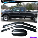 海外製 エアロパーツ フィット99-16フォードF250 F350 F450スーパーデューティ拡張タクシーアクリルウィンドウバイザー4PC Fits 99-16...