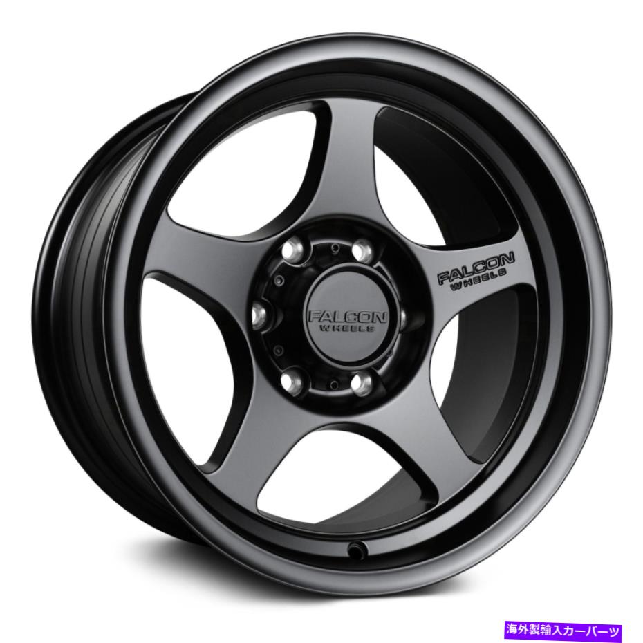 ホイール　4本セット ファルコンT2ホイール17x9（-12、5x127、71.5）4のブラックリムセット Falcon T2 Wheels 17x9 (-12, 5x127, 71.5) Black Rims Set of 4