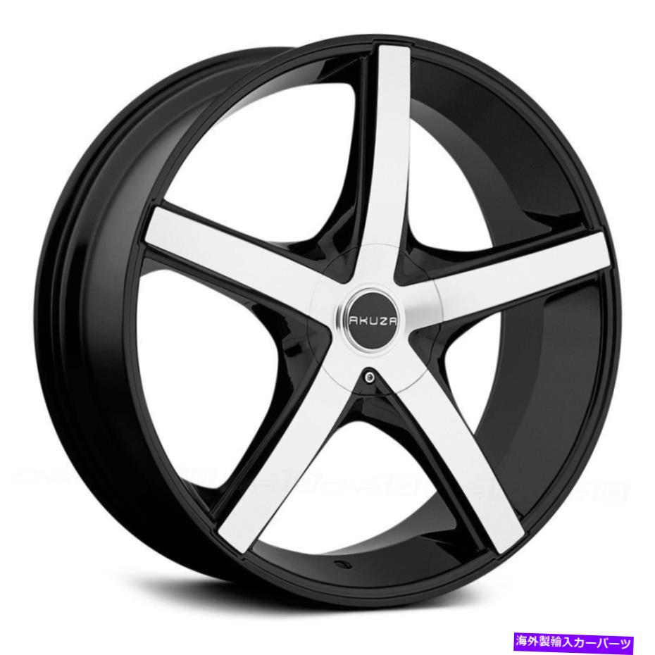 ホイール　4本セット Akuza 848軸ホイール18x8（45、5x114.3、74.1）4のブラックリムセット Akuza 848 AXIS Wheels 18x8 (45, 5x114.3, 74.1) Black Rims Set of 4