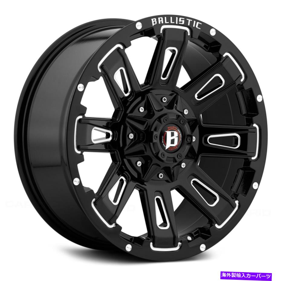 ホイール 4本セット 弾道オフロード958 RavageWheels20x9（-12 6x139.7）4のブラックリムセット Ballistic Off-Road 958 RAVAGE Wheels 20x9 (-12, 6x139.7) Black Rims Set of 4