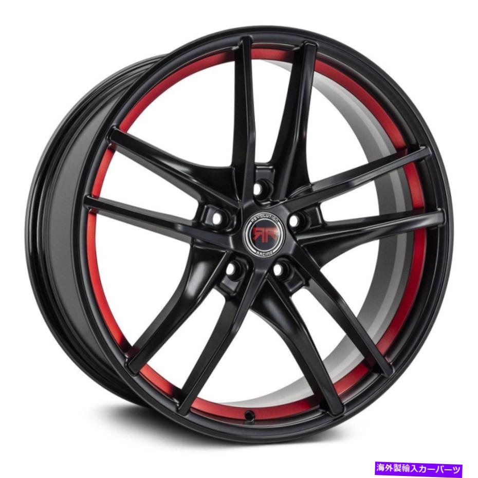 ホイール　4本セット Revolution Racing RR28ホイール20x8（40、5x114.3、73.1）4のブラックリムセット Revolution Racing RR28 Wheels 20x8 (40, 5x114.3, 73.1) Black Rims Set of 4