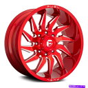 ホイール 4本セット 燃料D745セイバー1PCホイール22x12(-44、8x165.1、125.1)4の赤いリムセット Fuel D745 SABER 1P...