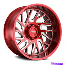 ホイール 4本セット Tuff T4Bホイール22x12(-45、8x180、125.1)4の赤いリムセット TUFF T4B Wheels 22x12 (-45, 8x180, 125.1) Red Rims Set of 4(2)