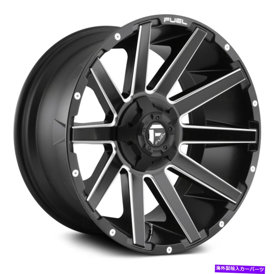 ホイール　4本セット 燃料D616コントラ1PCホイール22x10（-18、8x165.1、125.1）4のブラックリムセット..