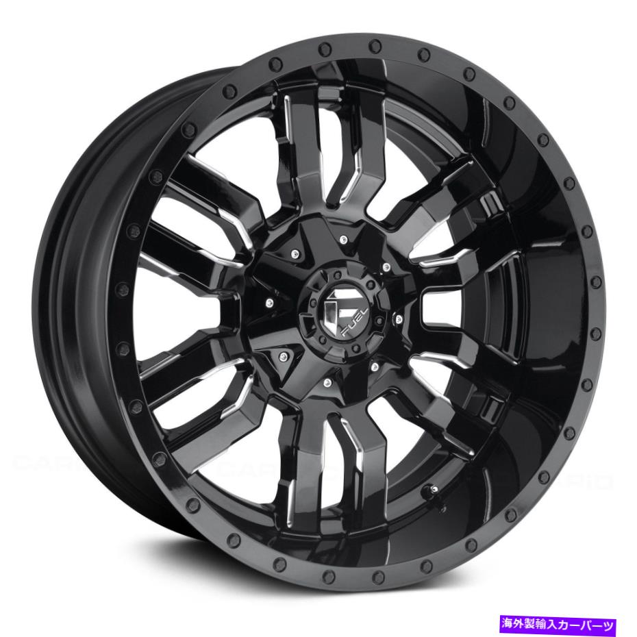 ホイール　4本セット 燃料D595スレッジ1PCホイール24x12（-44、6x139.7、106.1）4のブラックリムセット Fuel D595 SLEDGE 1PC Wheels 24x12 (-44, 6x139.7, 106.1) Black Rims Set of 4