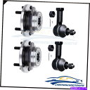 Wheel Hub Bearing セット(2)前輪ハブとベアリング +(2)外側のタイロッドの端 - 腹筋なし Set (2) Front Wheel Hubs and Bearings + (2) Outer Tie Rod Ends - No ABS