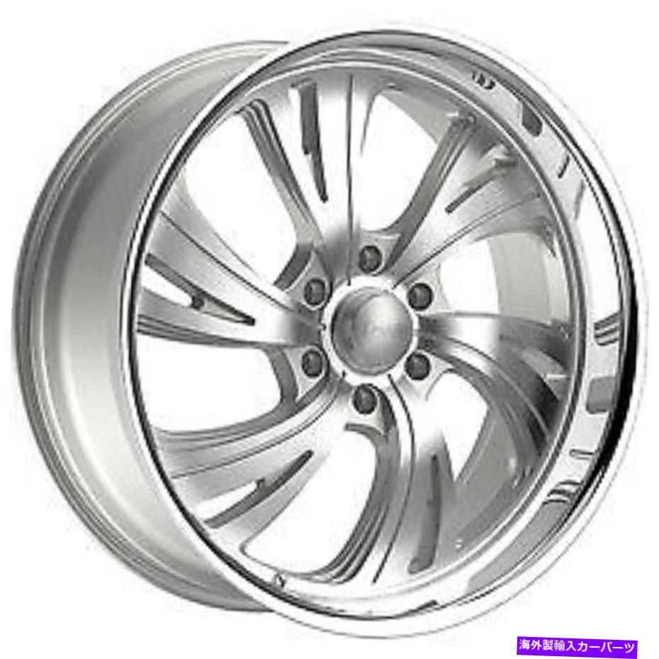 ホイール　4本セット 22x11ドロップスター658bsシルバー、ブラシ付きフェイスホイール5x5.5（40mm）セット4のセット 22x11 Dropstars 658BS Silver with Brushed Face Wheels 5x5.5 (40mm) Set of 4(2)