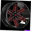 ホイール 4本セット 22x12 Vision 363 Razor Gloss Black Milled W/Red Wheels 8x180(-51mm)セット4セット 22x12 Vision 363 Razor Gloss Black Milled W/Red Wheels 8x180 (-51mm) Set of 4