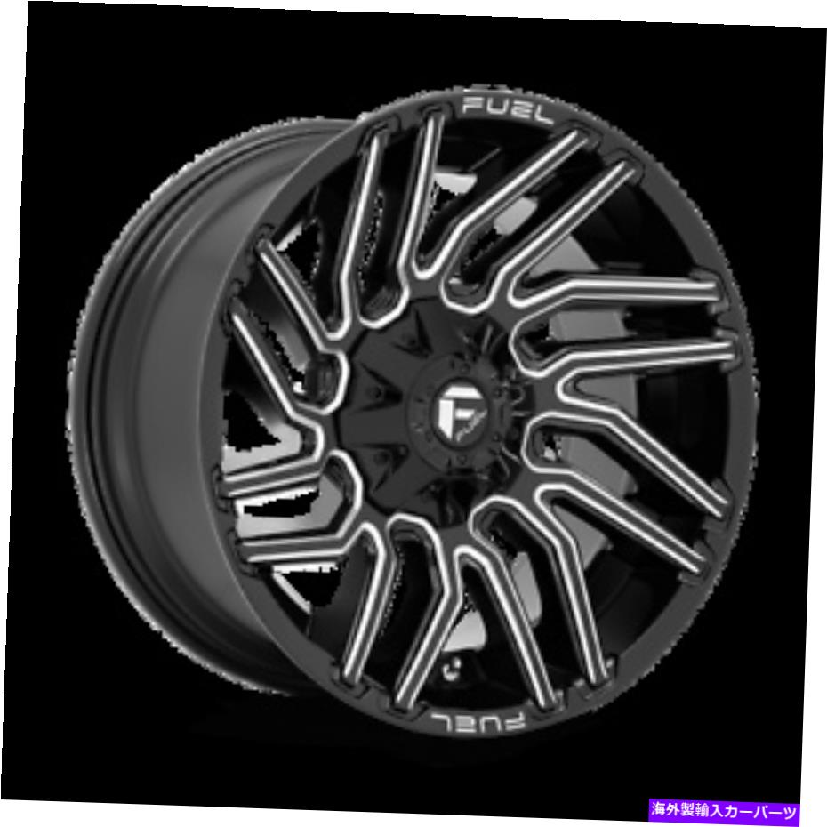 ホイール　4本セット 22x12燃料1PC D773台風光沢粉砕ホイール8x6.5（-44mm）セット4セット 22x12 Fuel 1PC D773 TYPHOON Gloss Black Milled Wheels 8x6.5 (-44mm) Set of 4(2)