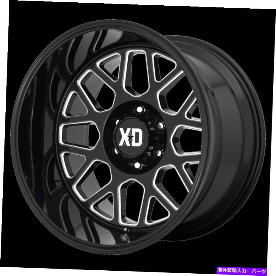 ホイール　4本セット 24x12 XDシリーズXD849グレネードグロスブラックミリングホイール6x5.5（-44mm）セット4 24x12 XD Series XD849 Grenade Gloss Black Milled Wheels 6x5.5 (-44mm) Set of 4