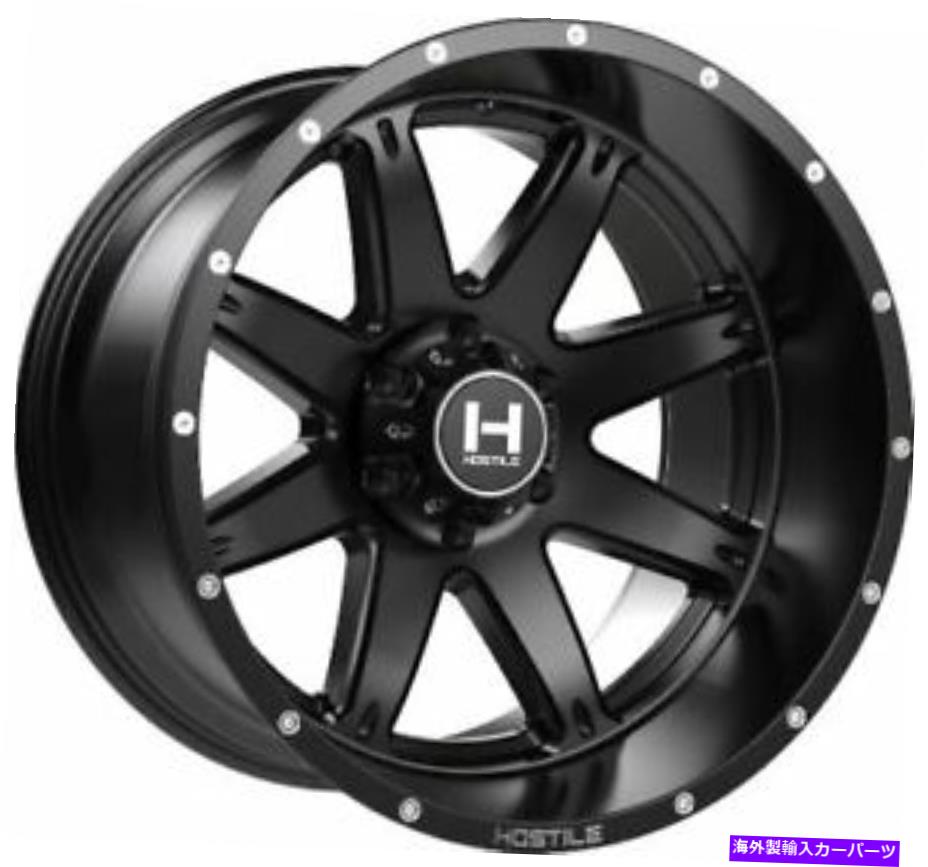 ホイール　4本セット 22x12敵対的H109アルファアスファルト（サテンブラック）ホイール6x135（-44mm）セット4 22x12 Hostile H109 Alpha Asphalt (Satin Black) Wheels 6x135 (-44mm) Set of 4