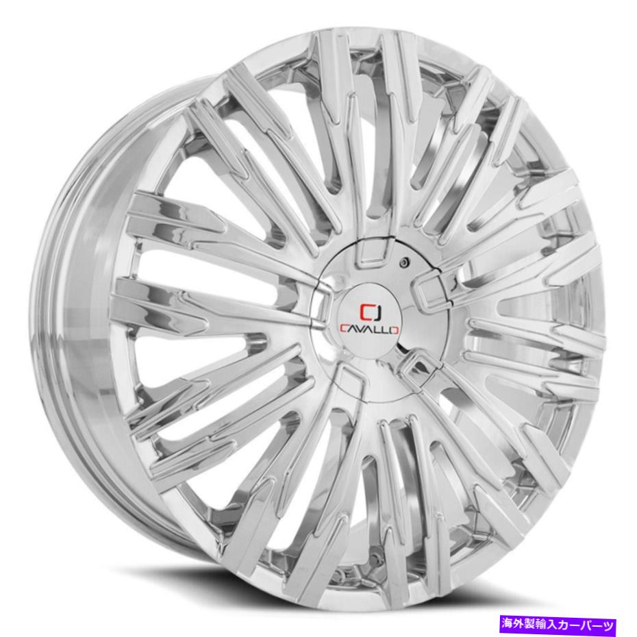 ホイール　4本セット 22x9.5 Cavallo Clv-28 Nano Chrome Wheels 5x115/5x120（15mm）セット4のセット 22x9.5 Cavallo CLV-28 Nano Chrome Wheels 5X115/5X120 (15mm) Set of 4(2)
