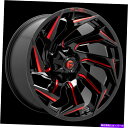 ホイール 4本セット 22x10燃料D755反応ブラックミルドレッドホイール5x4.5/5x5(-18mm)セット4 22x10 Fuel D755 React...