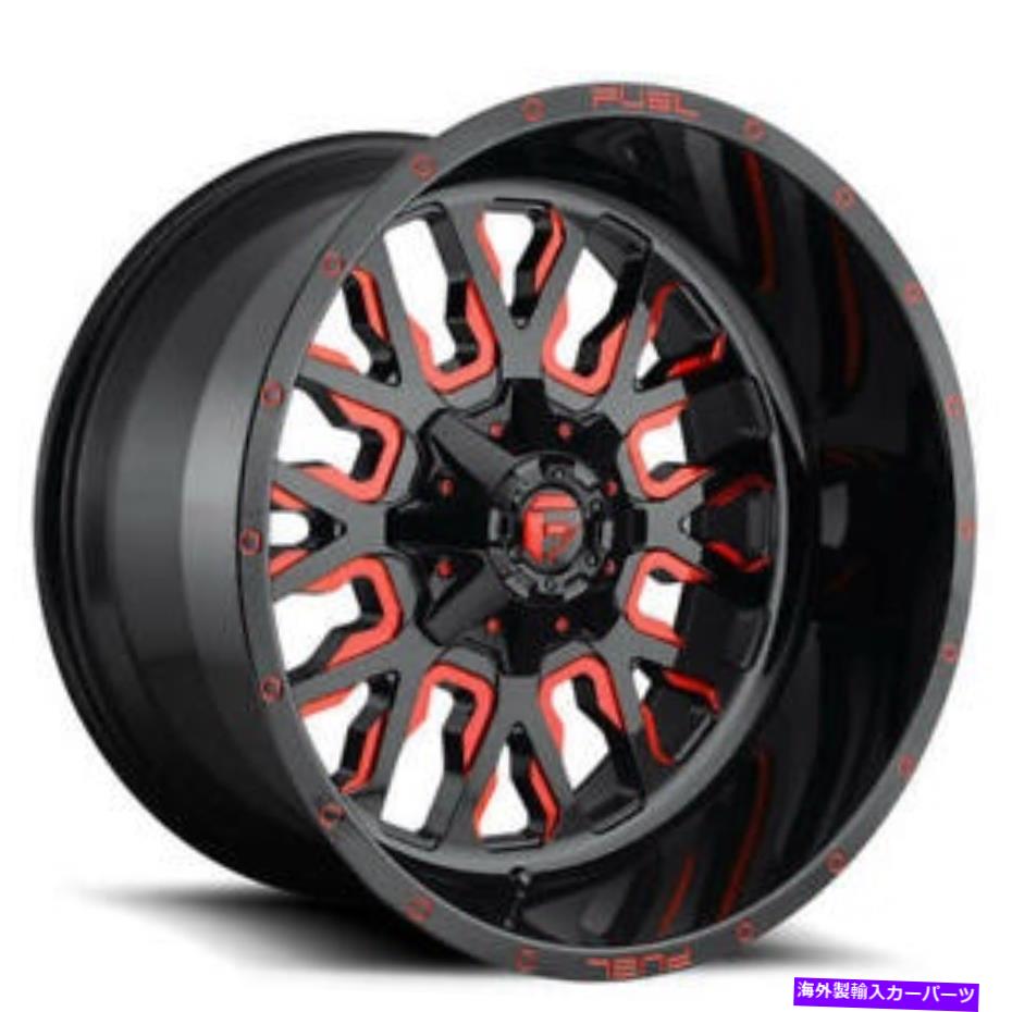 ホイール　4本セット （4）20x9燃料ホイールD612ストロークグロスブラックWキャンディレッドオフロード（B42） (4) 20x9 Fuel Wheels D612 Stroke Gloss Black w Candy Red Off Road (B42)