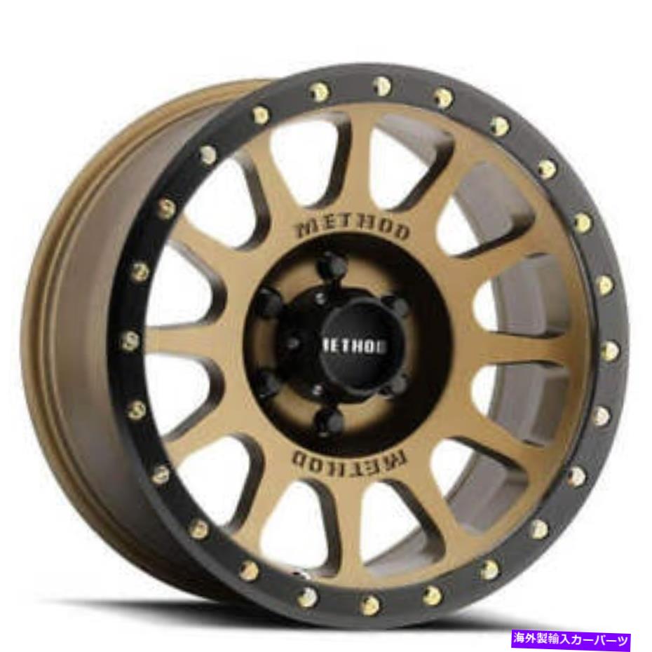 (4) 20" Method Wheels MR305 NV Bronze Off Road Rims (B2)カテゴリホイール　4本セット状態新品メーカー車種発送詳細全国一律 送料無料 （※北海道、沖縄、離島は省く）商品詳細輸入商品の為、英語表記となります。Condition: NewSIZES: 20x9BOLT PATTERN: 5 Lugs/6 Lugs/8 LugsOFFSET: 18mm/25mmQUANTITY: 4 pcs (1 set)LUGS and LOCKS: Not IncludedBrand: MethodType: Off RoadManufacturer Part Number: MethodMD022-4Surface Finish: Bronze《ご注文前にご確認ください》■海外輸入品の為、NC・NRでお願い致します。■取り付け説明書は基本的に付属しておりません。お取付に関しましては専門の業者様とご相談お願いいたします。■通常2〜4週間でのお届けを予定をしておりますが、天候、通関、国際事情により輸送便の遅延が発生する可能性や、仕入・輸送費高騰や通関診査追加等による価格のご相談の可能性もございますことご了承いただいております。■海外メーカーの注文状況次第では在庫切れの場合もございます。その場合は弊社都合にてキャンセルとなります。■配送遅延、商品違い等によってお客様に追加料金が発生した場合や取付け時に必要な加工費や追加部品等の、商品代金以外の弊社へのご請求には一切応じかねます。■弊社は海外パーツの輸入販売業のため、製品のお取り付けや加工についてのサポートは行っておりません。専門店様と解決をお願いしております。■大型商品に関しましては、配送会社の規定により個人宅への配送が困難な場合がございます。その場合は、会社や倉庫、最寄りの営業所での受け取りをお願いする場合がございます。■輸入消費税が追加課税される場合もございます。その場合はお客様側で輸入業者へ輸入消費税のお支払いのご負担をお願いする場合がございます。■商品説明文中に英語にて”保証”関する記載があっても適応はされませんのでご了承ください。■海外倉庫から到着した製品を、再度国内で検品を行い、日本郵便または佐川急便にて発送となります。■初期不良の場合は商品到着後7日以内にご連絡下さいませ。■輸入商品のためイメージ違いやご注文間違い当のお客様都合ご返品はお断りをさせていただいておりますが、弊社条件を満たしている場合はご購入金額の30％の手数料を頂いた場合に限りご返品をお受けできる場合もございます。(ご注文と同時に商品のお取り寄せが開始するため)（30％の内訳は、海外返送費用・関税・消費全負担分となります）■USパーツの輸入代行も行っておりますので、ショップに掲載されていない商品でもお探しする事が可能です。お気軽にお問い合わせ下さいませ。[輸入お取り寄せ品においてのご返品制度・保証制度等、弊社販売条件ページに詳細の記載がございますのでご覧くださいませ]&nbsp;