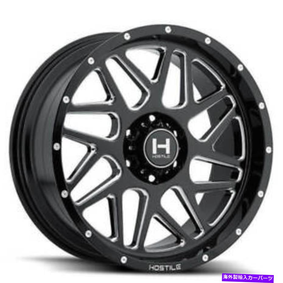 ۥ롡4ܥå 420x10ŨŪۥH108ץåȥ֥졼ɥåȡʥ֥åߥɡ˥B2 (4) 20x10 Hostile Wheels H108 Sprocket Blade Cut(Gloss Black Milled)Rims(B2)