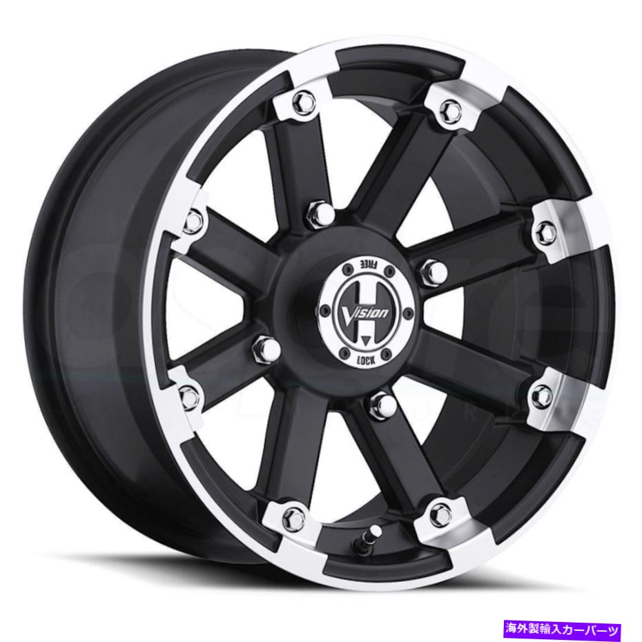 ۥ롡4ܥå 12x8 Vision ATV 393å4x136 -10.2֥åùۥॻåȡ4110.5 12x8 Vision ATV 393 Lockout 4x136 -10.2 Black Machined Wheels Rims Set(4) 110.5