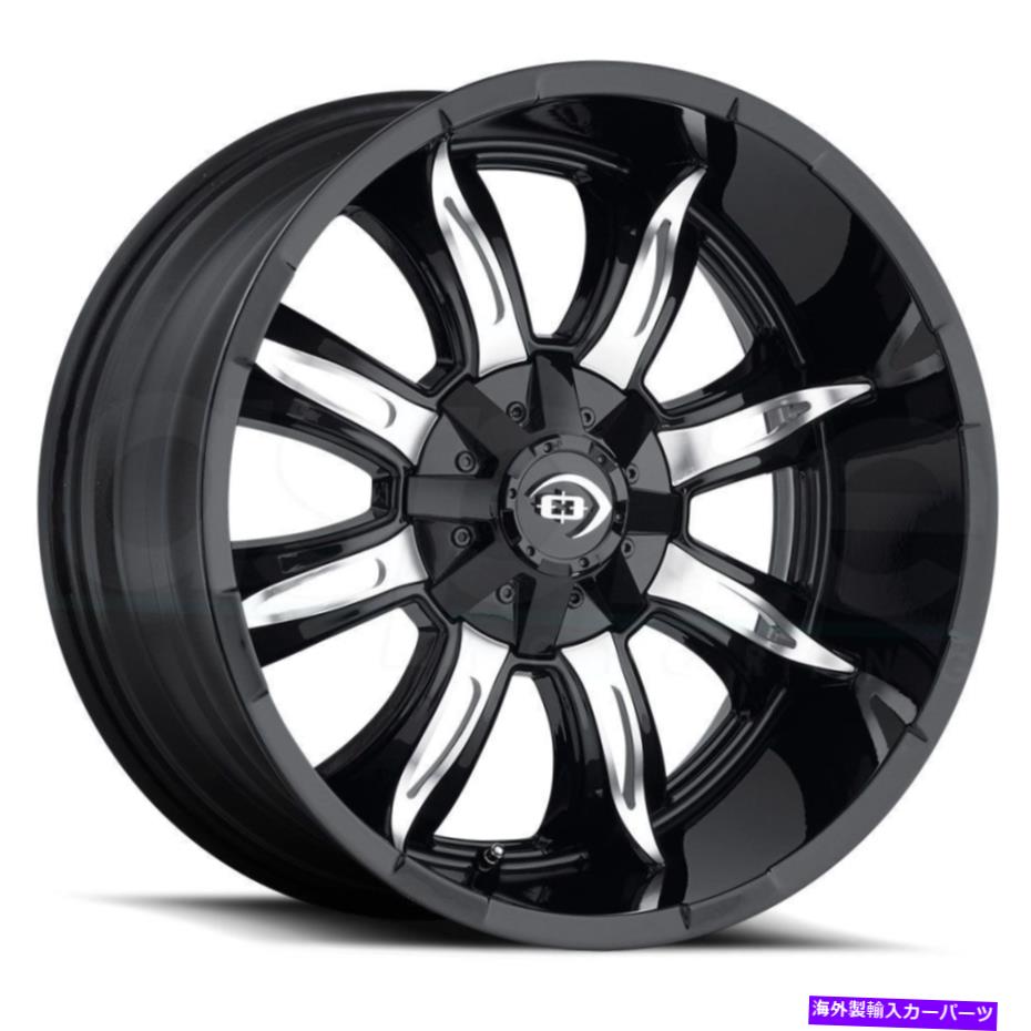 ホイール　4本セット 18x9ビジョン423マニック6x5.5/6x139.7 -12ブラック機械加工ホイールリムセット（4）106.2 18x9 Vision 423 Manic 6x5.5/6x139.7 -12 Black Machined Wheels Rims Set(4) 106.2