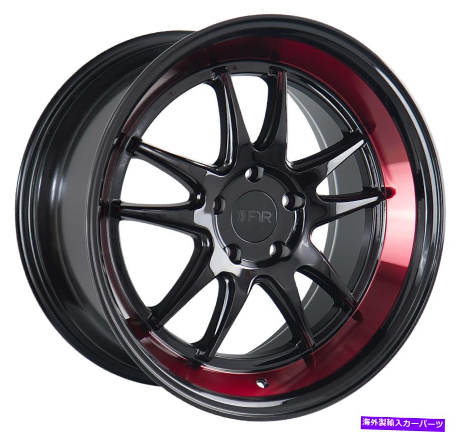 ホイール　4本セット 18x8.5 F1R F102 5x108 40ブラックレッドリップホイールリムセット（4） 18x8.5 F1R F102 5x108 40 Black Red Lip Wheels Rims Set(4)