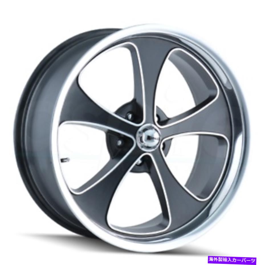 ホイール　4本セット 17x8 Ridler 645 5x4.75/5x120.65 0ブラック機械加工リップホイールリムセット（4）83.82 17x8 Ridler 645 5x4.75/5x120.65 0 Black Machined Lip Wheels Rims Set(4) 83.82(2)