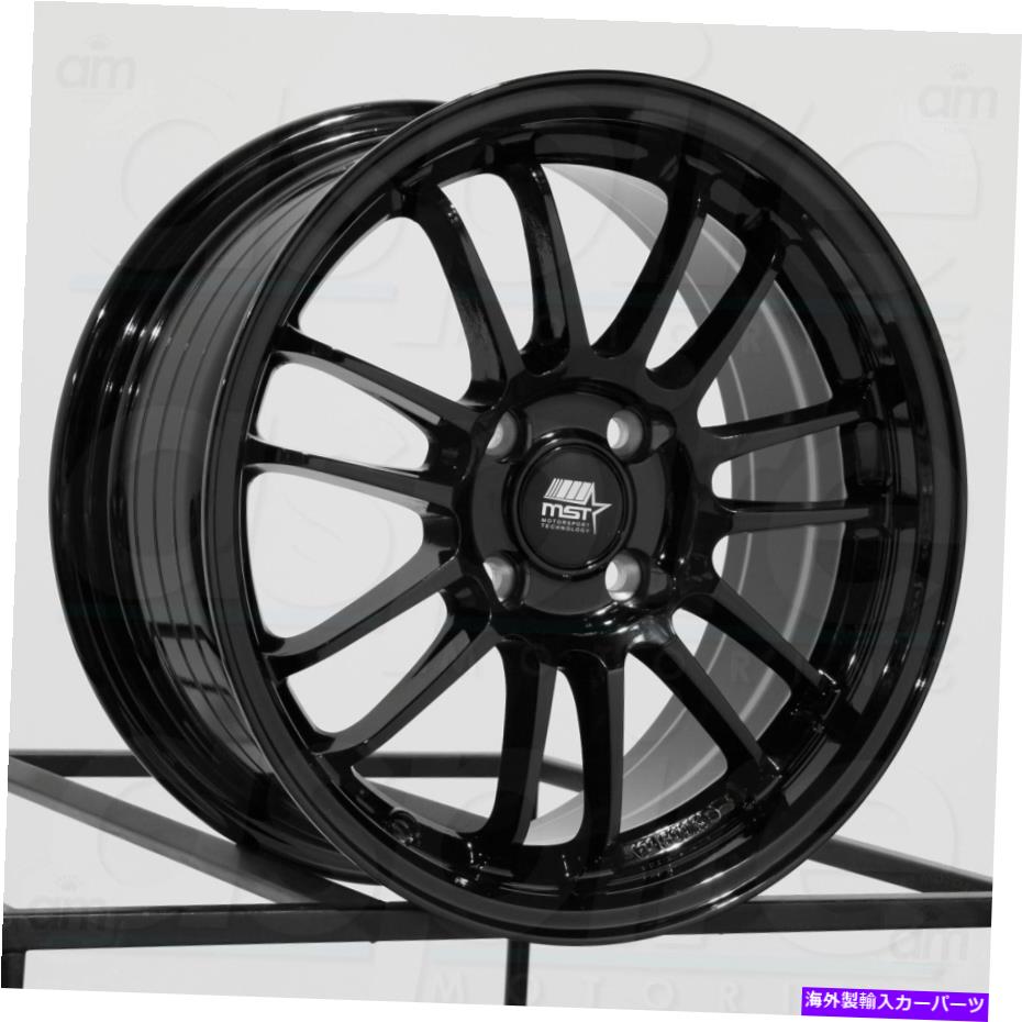 ホイール　4本セット MST MT45 18x9.5 5x114.3 38光沢のある黒いホイール（4）73.1 18インチのリム MST MT45 18x9.5 5x114.3 38 Glossy Black Wheels(4) 73.1 18