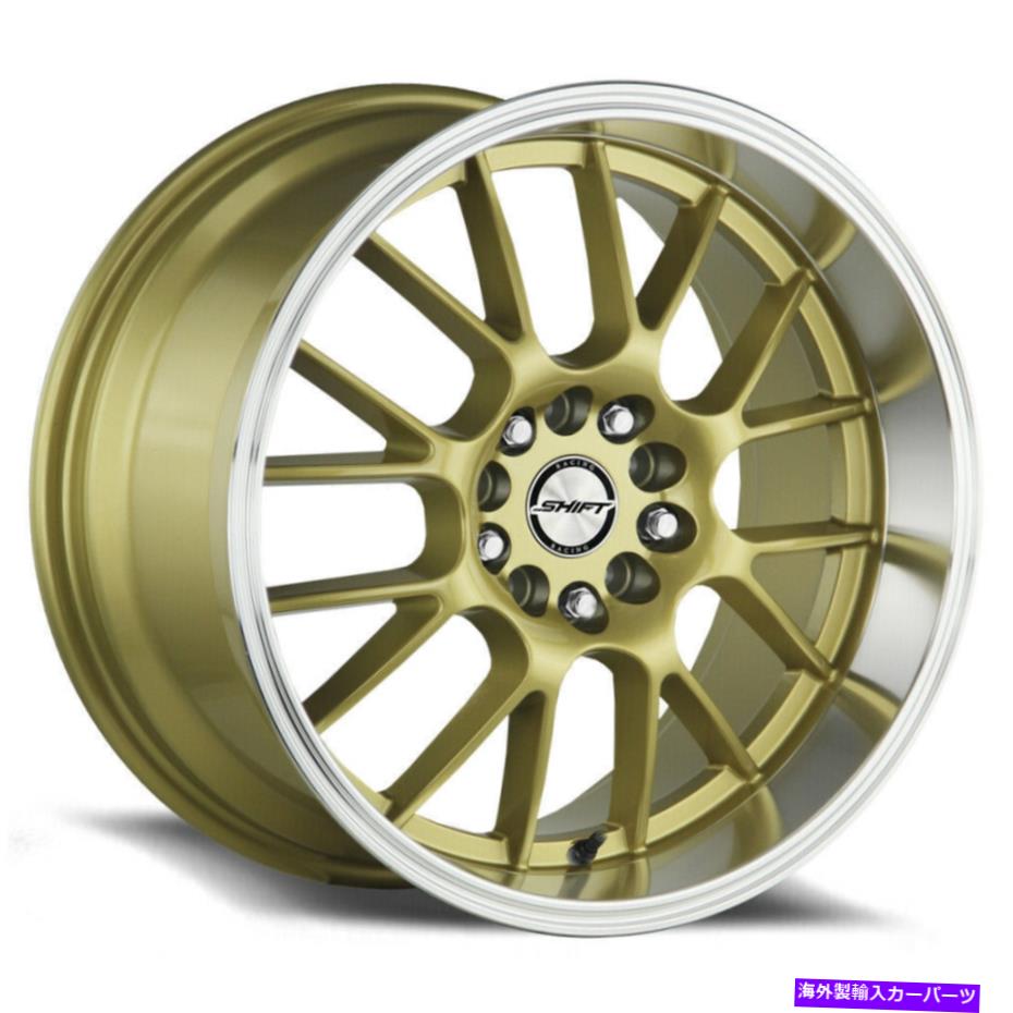 ホイール　4本セット シフトH28クランク18x8.5 5x100/5x114.3 30ゴールドポリッシュリップホイール（4）73.1 18 "Inc Shift H28 Crank 18x8.5 5x100/5x114.3 30 Gold Polished Lip Wheels(4) 73.1 18" inc