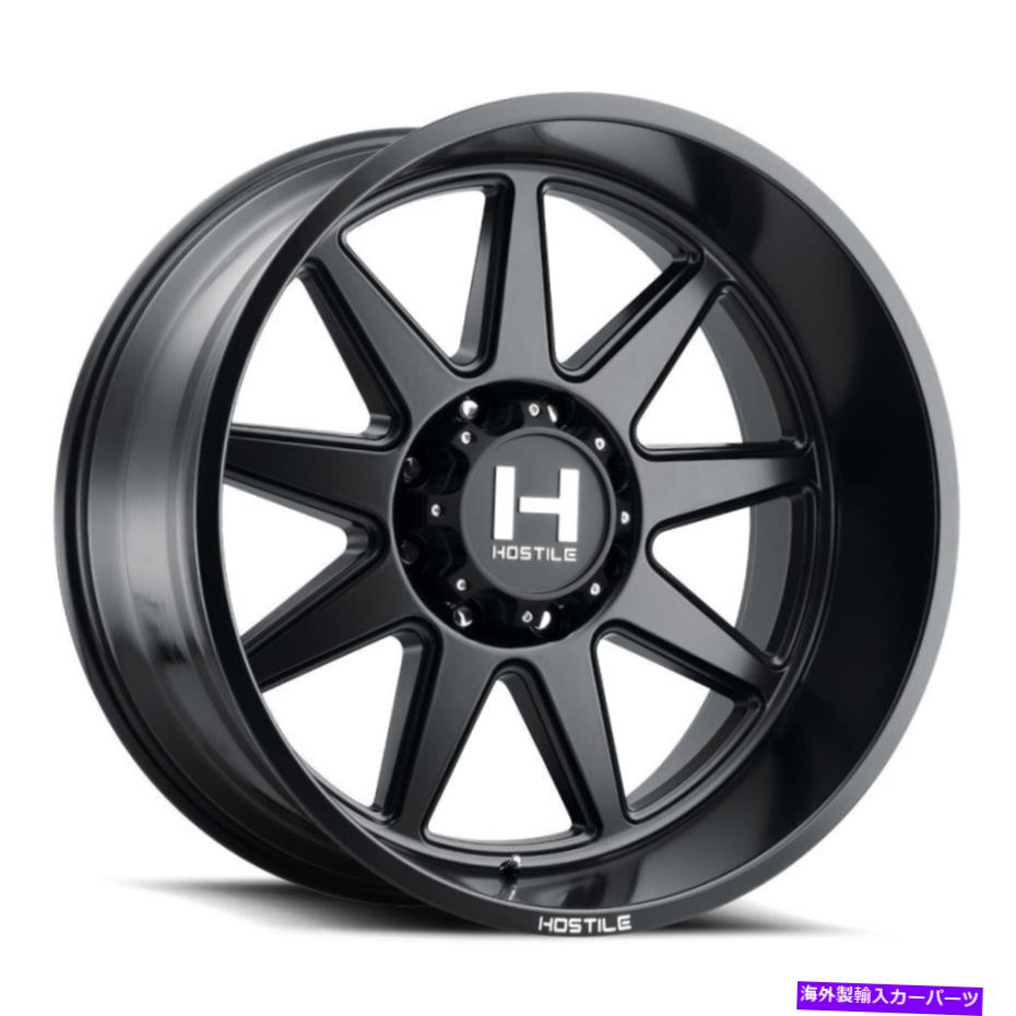 ホイール　4本セット 20x10敵対的H121オメガ6x5.5/6x139.7 -19フルブラックホイールリムセット（4）106.1 20x10 Hostile H121 Omega 6x5.5/6x139.7 -19 Full Black Wheels Rims Set(4) 106.1