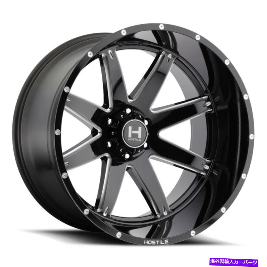 ホイール　4本セット 20x9敵対的なH109アルファ6x135 12ブラックミリングホイールリムセット（4）87 20x9 Hostile H109 Alpha 6x135 12 Black Milled Wheels Rims Set(4) 87