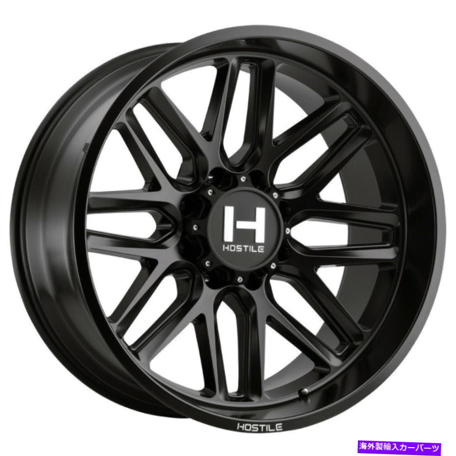 ホイール　4本セット 22x10敵対的H120バルカン8x6.5/8x165.1 -25フルブラックホイールリムセット（4）125.2 22x10 Hostile H120 Vulcan 8x6.5/8x165.1 -25 Full Black Wheels Rims Set(4) 125.2