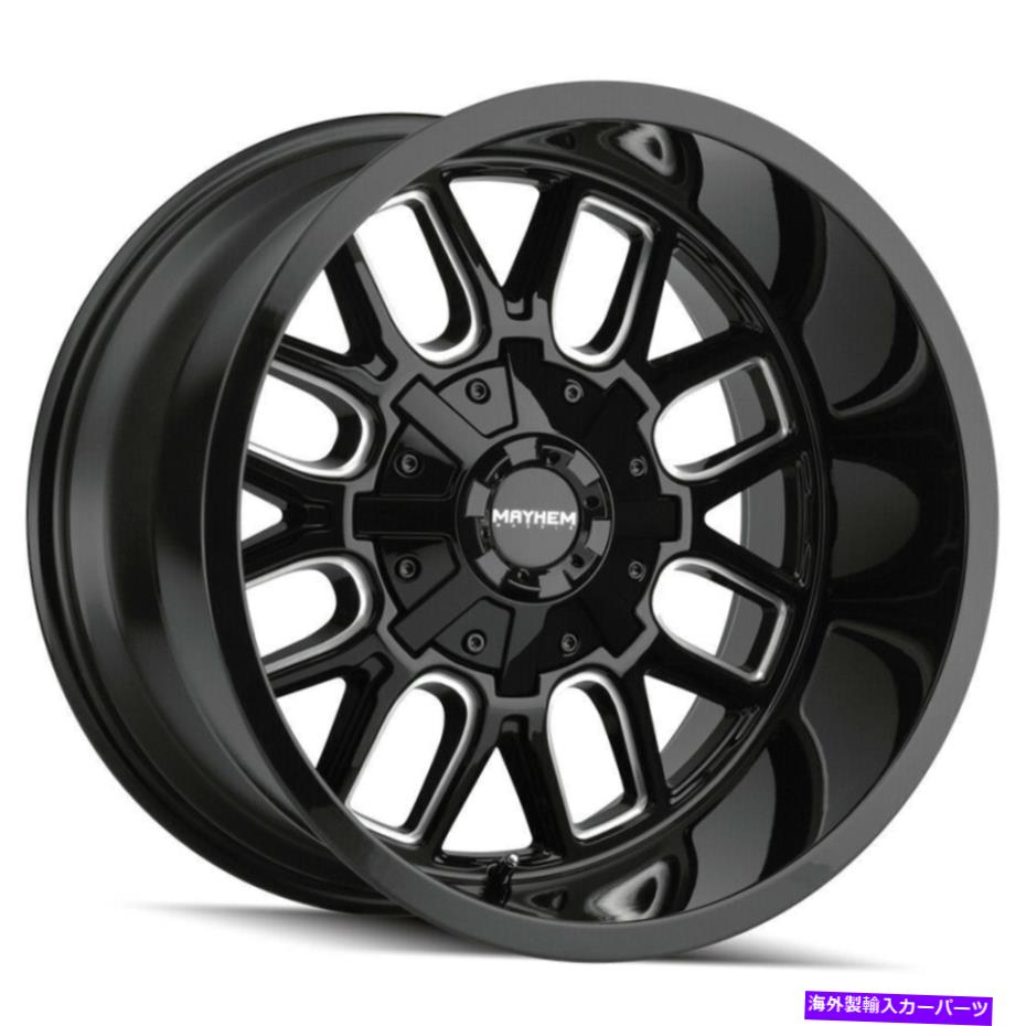 ホイール　4本セット 22x10 Mayhem 8107 Cogent 6x135/6x5.5 -27ブラックミリングホイールリムセット（4）106 22x10 Mayhem 8107 Cogent 6x135/6x5.5 -27 Black Milled Wheels Rims Set(4) 106