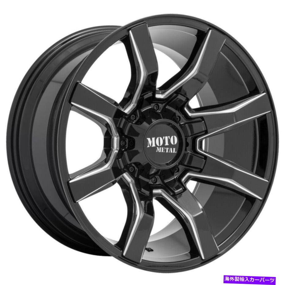 ホイール　4本セット 22x12 Moto Metal Mo804 Spider 8x170 -44ブラックミリングホイールリムセット（4）125.1 22x12 Moto Metal MO804 Spider 8x170 -44 Black Milled Wheels Rims Set(4) 125.1