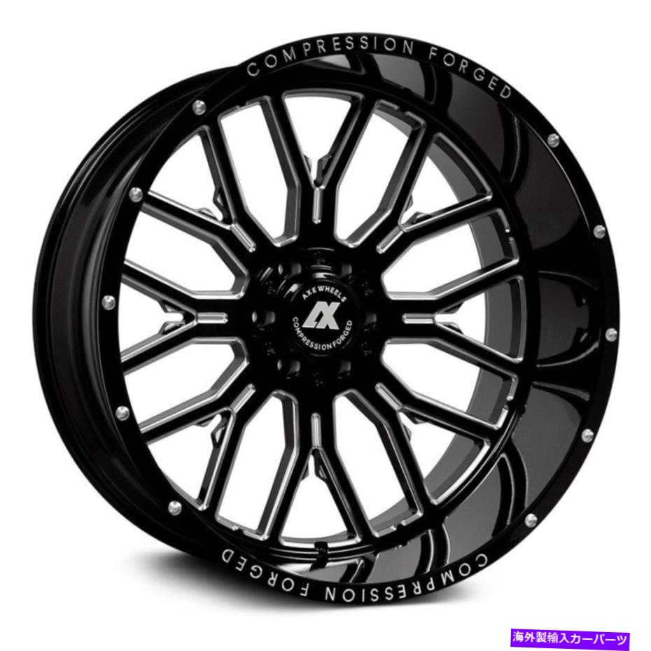 ホイール　4本セット 24x12 ax cf ax6.0 6x135/6x5.5 -44ブラックミリングホイールリムセット（4）87.1..