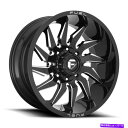 ホイール　4本セット 24x12燃料D744セイバー8x6.5/8x165.1 -44ブラックミルホイールリムセット（4）125.1 24x12 Fuel D744 Saber 8x6.5/8x165.1 -44 Black Milled Wheels Rims Set(4) 125.1