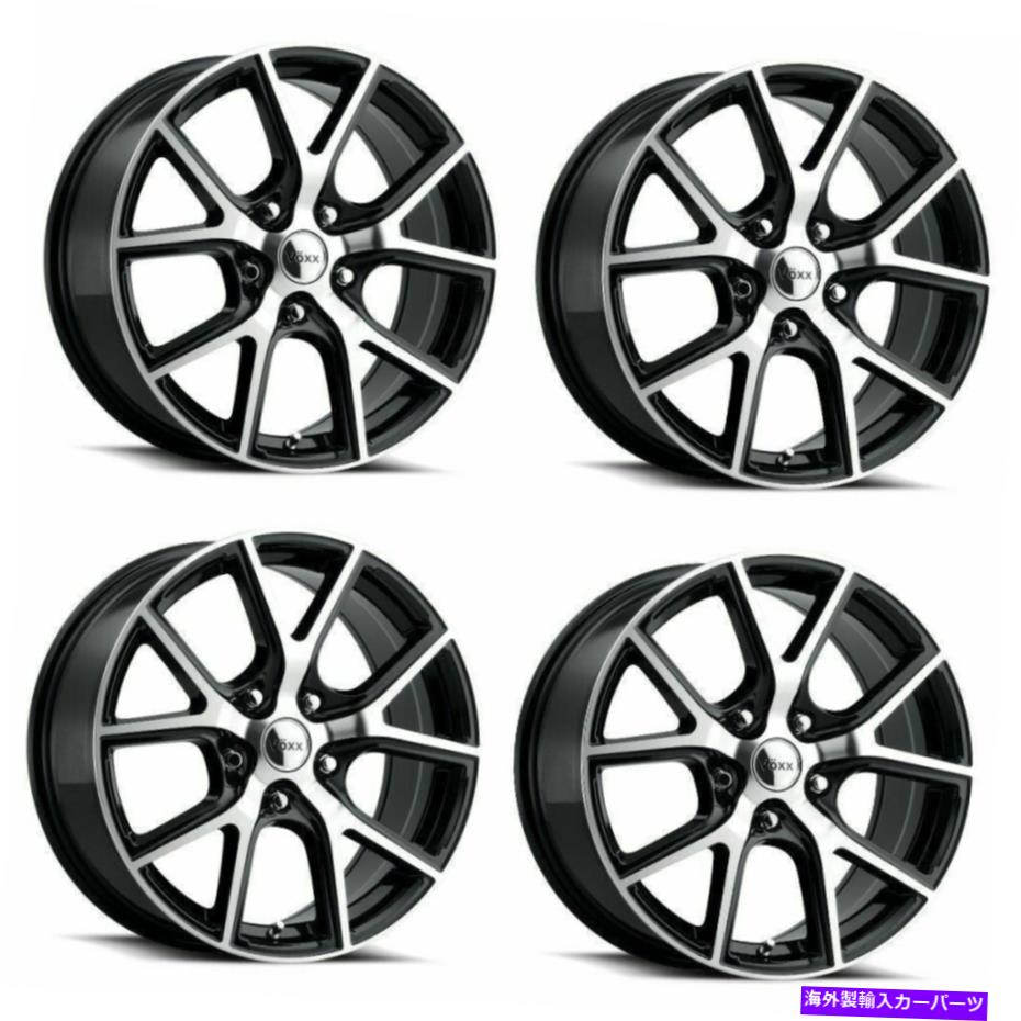 ホイール　4本セット セット4 18x8 voxx lumiブラック機械加工フェイスホイール5x112 40mm乗客/ suv w/ lugs Set 4 18x8 Voxx Lumi Black Machined Face Wheels 5x112 40mm Passenger/SUV w/ Lugs