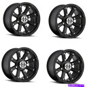 ホイール 4本セット セット4 12 "ビジョンATV 393ロックアウトマットブラックホイール12x8 4x156リム-10.2mm Set 4 12" Vision ATV 393 Lockout Matte Black Wheels 12x8 4x156 Rims -10.2mm