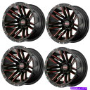 ホイール 4本セット セット4 20 "Moto Metal MO978 Razor 20x10ブラック機械加工赤いティント5x5ホイール-24mm Set 4 20" Moto Metal MO978 Razor 20x10 Black Machined Red Tint 5X5 Wheels -24mm