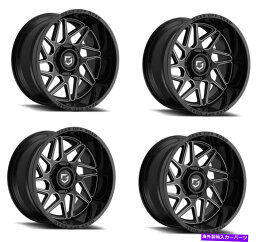 ホイール　4本セット セット4 18 "ギアオフロード761bm比18x9 6x135 6x5.5ブラックミルホイール18mm Set 4 18" Gear Off Road 761BM Ratio 18x9 6x135 6x5.5 Black Milled Wheels 18mm