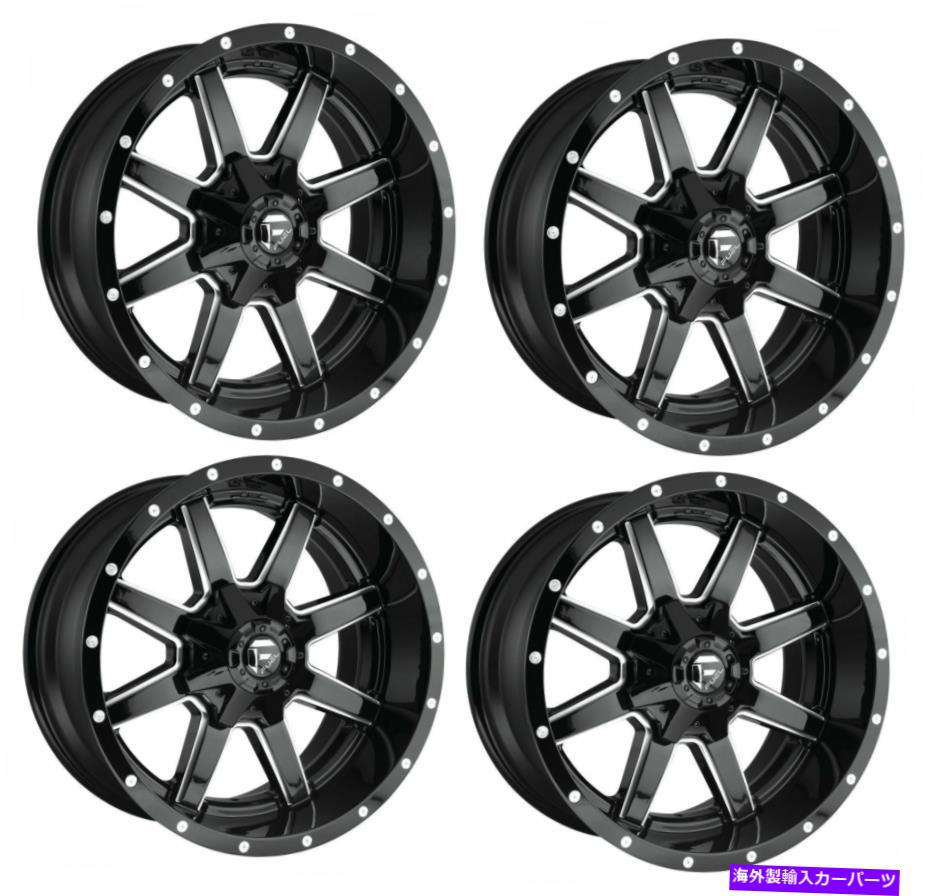 ホイール　4本セット セット4 17 "燃料マーベリックD610ブラックミリングトラックホイール17x9 6x135 6x5.5 -12mm Set 4 17" Fuel Maverick D610 Black Milled Truck Wheels 17x9 6x135 6x5.5 -12mm