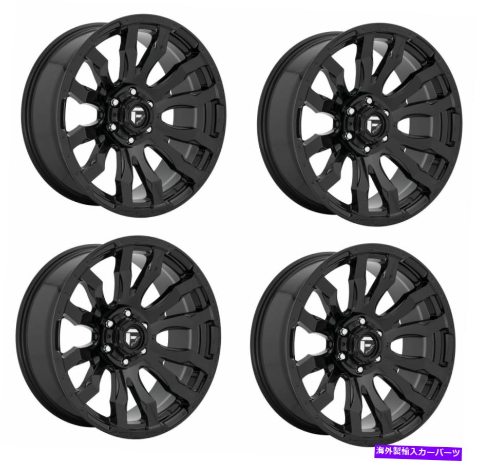 ホイール　4本セット セット4 18 "燃料D675ブリッツ18x9グロスブラック6x5.5ホイール +20mm 6ラグトラックリム Set 4 18" Fuel D675 Blitz 18x9 Gloss Black 6x5.5 Wheels +20mm 6 Lug Truck Rims