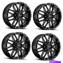 ホイール 4本セット セット4 18 "ウルトラ203bmハンター18x9 6x9 6x9 6x9を粉砕したクリアコートホイール-12mm Set 4 18" Ultra 203BM Hunter 18x9 6x5.5 Black CNC Milled Clear-Coat Wheels -12mm