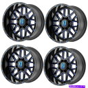 ホイール 4本セット セット4 20 "XDシリーズXD820グレネード20x9ブラックミリングブルーコート6x5.5ホイール0mm Set 4 20" XD Series XD820 Grenade 20x9 Black Milled Blue Coat 6X5.5 Wheels 0mm