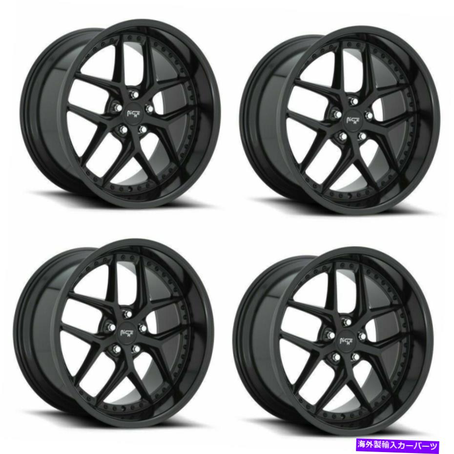 ホイール　4本セット セット4 20 "ニッチM226 Vice 20x10.5光沢ブラックマットブラック5x115ホイール20mmリム Set 4 20" Niche M226 Vice 20x10.5 Gloss Black Matte Black 5x115 Wheels 20mm Rims