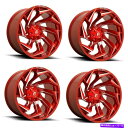 ホイール 4本セット セット4 20 "燃料D754反応20x10キャンディーレッドミルズ8x170トラックホイール-18mm Set 4 20" Fuel D754 Reaction 20x10 Candy Red Milled 8X170 Truck Wheels -18mm