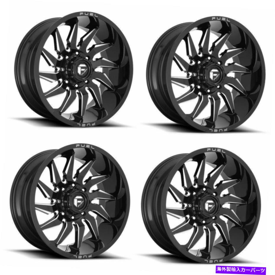 ホイール　4本セット セット4 20 "燃料D744セイバー20x9グロスブラックミリング6x135トラックホイール20mmリム Set 4 20" Fuel D744 Saber 20x9 Gloss Black Milled 6x135 Truck Wheels 20mm Rims